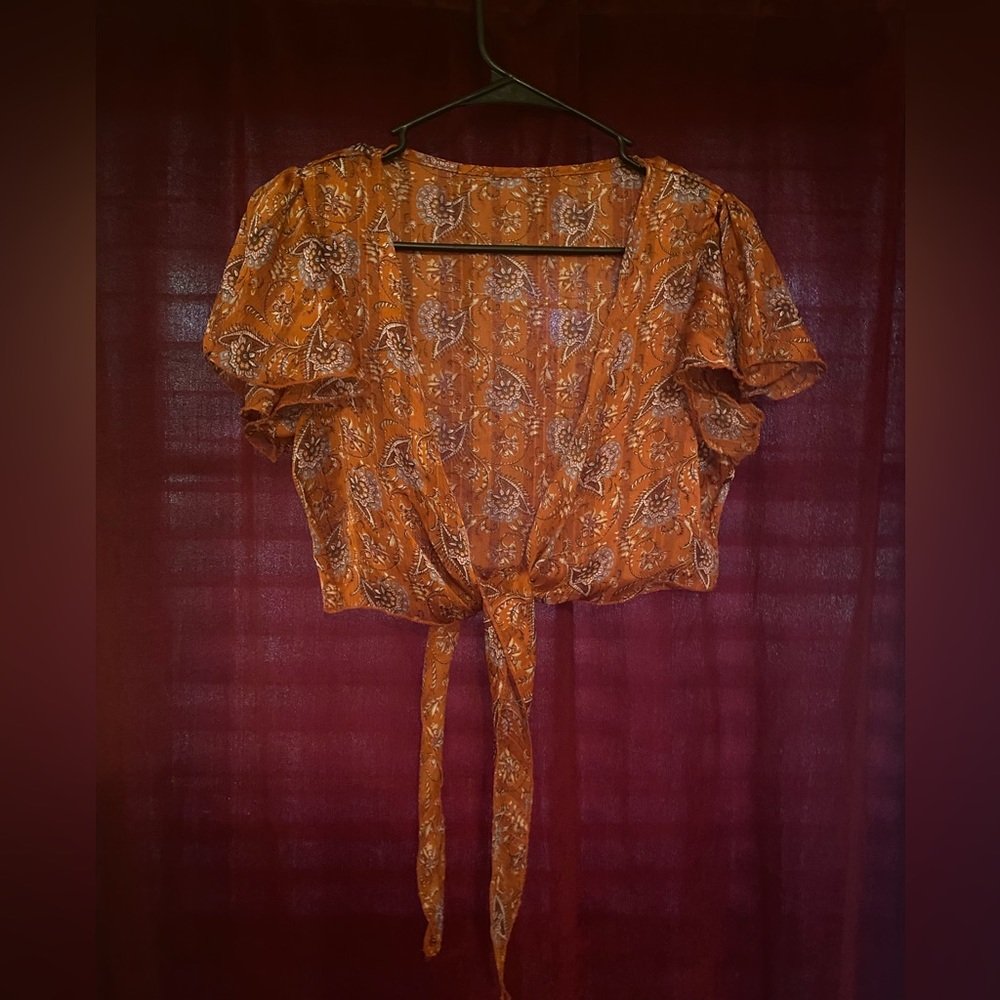 Paisley tie crop top